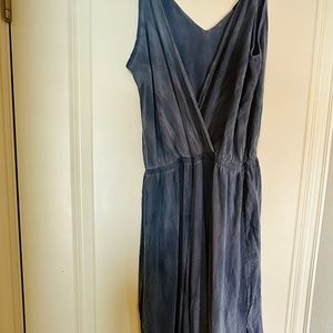 Blue Jumpsuit with slit in one leg